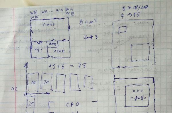 Handwritten house map and territory map