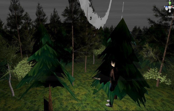 Zombie apocalypse character lost in woods